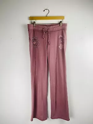 Vertigo Paris Pants Women’s Large Cotton Flared Pink Floral Embroidered Boho • $24