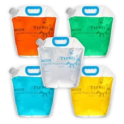  5 Pack Collapsible Water Container Bag 5 Gallon Water Jug BPA Free Food    • $18.47