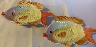 Hand-painted Fish Serving Bowls Or Home Decor Matching Lot Of 2 Made In Portugal • $17.46