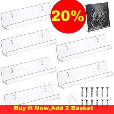 6 Pack Vinyl Record Album Clear Holder Storage Shelf Acrylic Wall Mount Display • £6.19