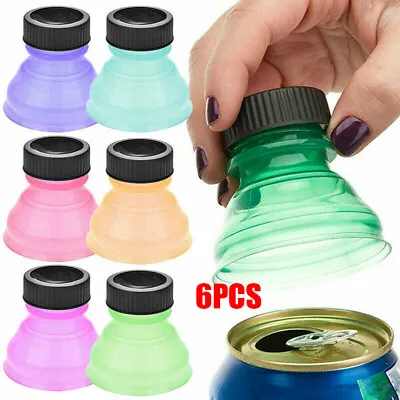 6PCS Caps Snap Bottle Top Can Cover Fizz Coke Drink Soda Lid Cap Reusable Xmas • £5.22