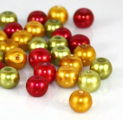 £2.99 • Buy XMAS MIX RED GREEN GOLD GLASS PEARL BEADS 4mm X 400 6mm X 200 8mm X100 10mm X 50