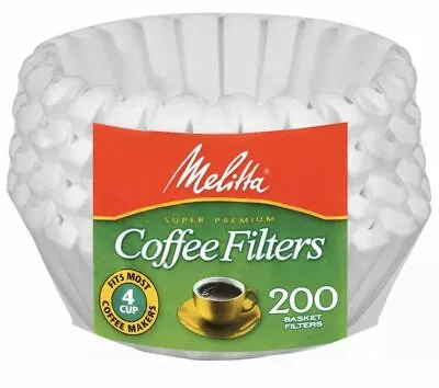 Melitta 4-6 Cup Jr. Basket Paper Coffee Filters White 200 Count • $10.50