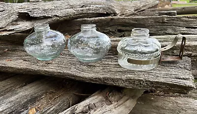 3  Glass Oil Lamps - Bases Only - Eagle Glass Lamp & Pair Matching Glass Lamps • $22