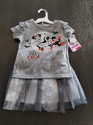 Disney Minnie Mouse 2 Pc Boo Crew Outfit (Size 3T) Shirt Tutu Skirt • $15.99