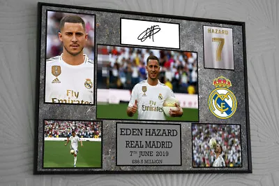 EDEN HAZARD REAL MADRID Framed A4 Canvas Tribute Limited Edition Signed    • £17.99