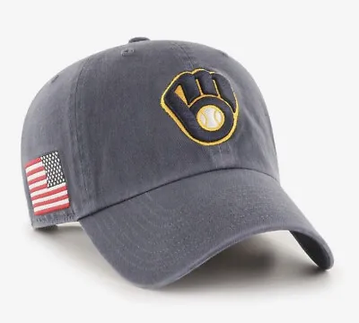 Milwaukee Brewers '47 Brand USA Flag Mens Vintage Navy Clean Up Adjustable Hat • $26.95