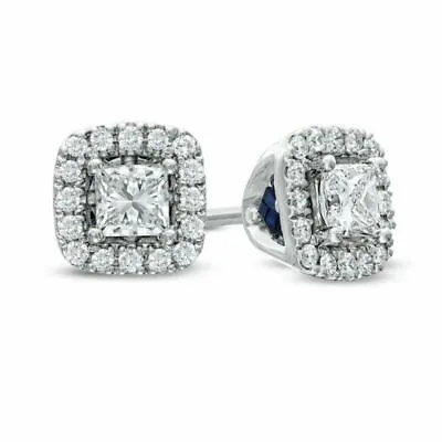 Vera Wang Love Collection 1/2 Ct Princess Cut CZ Stud Earrings Solid 925 Silver • $92.23