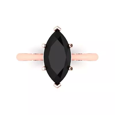 2.50ct Marquise Cut Natural Onyx Wedding Bridal Promise Ring Solid 14k Rose Gold • £280.39