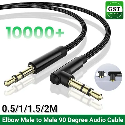 1-3x Elbow Male To Male 90 Degree Headphone Wire Aux Cord Audio Cable 3.5mm Jack • $5.07