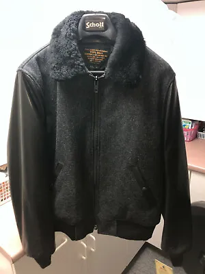 DISCONTINUED Schott NYC B-15 #793 Black Jacket W/Leather & Shearling BNWT Sz L • $1099.99