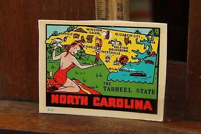 Vintage Waterslide Travel State Souvenir Decal North Carolina • $4