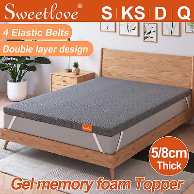 $79 • Buy Gel Memory Foam Mattress Topper 5/8cm W/ COVER Bed King Single Double Queen Mat