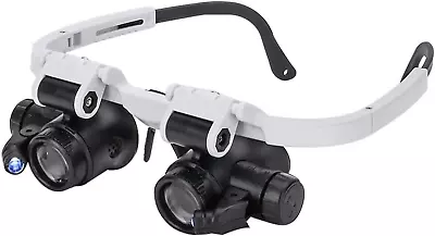 Headband Magnifier With 2 LED Lights Hands Free Jeweler Magnifier Headset Magnif • $23.53