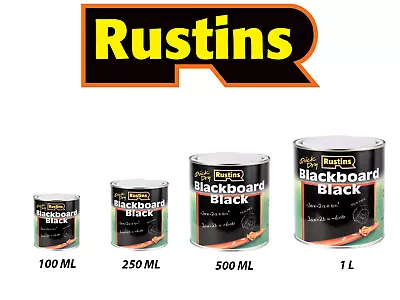 Rustins - Quick Dry Blackboard Black Paint - MATT - 100ML / 250ML / 500ML / 1L • £7.29