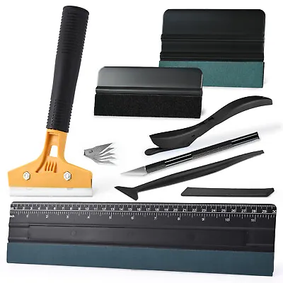 Car Wrap Tools Vinyl Kit Wallpaper Scraper Remover Felt Ruler Squeegee Install • $15.97