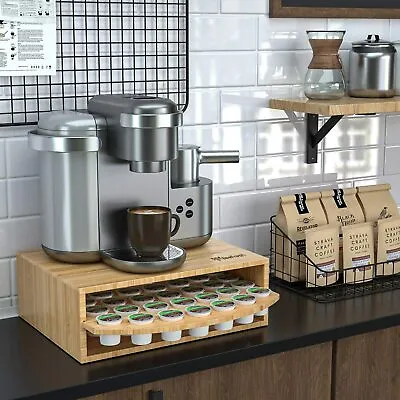 Bamboo K-Cup Coffee Pod Holder Coffee Machine Stand Storage Organizer • $24.99