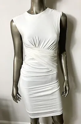 T Alexander Wang Womens Ruched Sleeveless White Dress Sz Small / 4 • $47.50