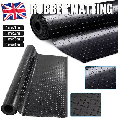 UK 3MM Rubber Flooring Matting Heavy Duty Black Mat Anti Slip Garage COIN Penny • £12.99