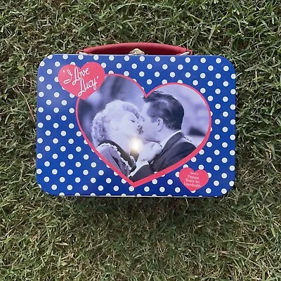 I Love Lucy & Ricky Lunch Box Tin Tote Blue Polka Dot Black & White Photos • $5.75
