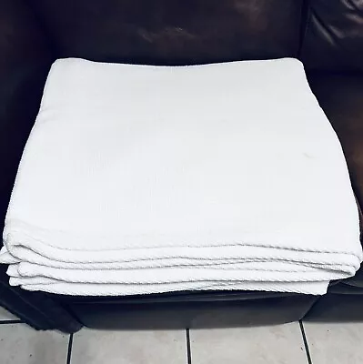 Eddie Bauer Home Cotton Blanket Woven Design  White King Size 92X95 GUC • $34.99