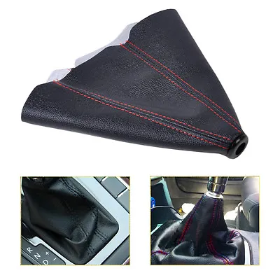 JDM Car PVC Leather Manual Auto Shifter Shift Knob Boot Cover Black+Red Strip • $13.52