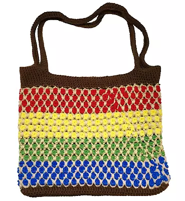 Crochet Tote Bag Moroccan Tile  Multicolored  15 X 14  • $11.24