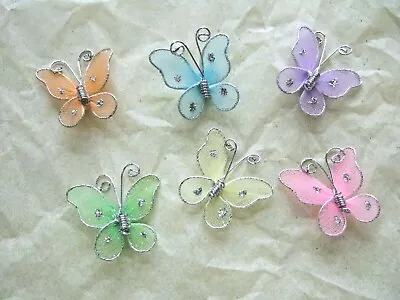 120 Mesh Butterflies Silver & Glitter Detail 2.5cm BULK For Weddings Parties. • £11.23