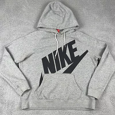 Nike Big Logo Hoodie Mens XL Gray Heather Ultrasoft Cotton Red Tag Small Spots • $18.96