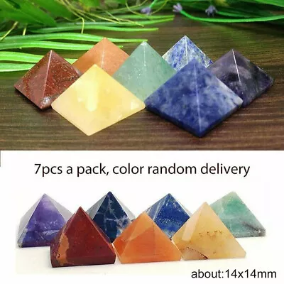 7PCS Mini Pyramid Gemstone Natural Stone Crystal Quartz Healing Point Chakra Set • $3.30