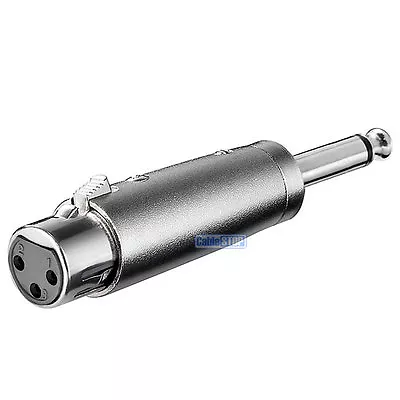 MONO 6.35mm 1/4  Male Jack Plug To 3 Pin XLR Female Socket Audio Amp Mic Adapter • £2.95