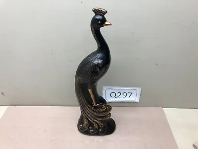 $21.95 • Buy Vintage Red Ceramic Tall Peacock Figurine,  Black/Gold
