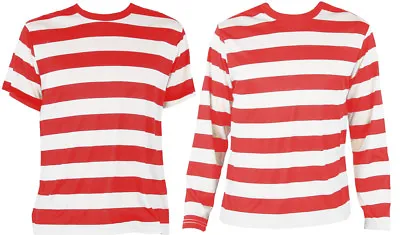 Child Red White Striped T-shirt Top Kids Character Fancy Dress Costume Book Day • £9.99