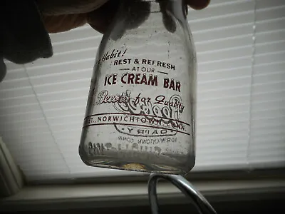 BEEBE'S DAIRY & Ice Cream Bar Norwichtown CT 8 Oz ACL Milk Bottle 1950's • $17.95