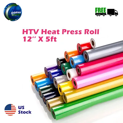 Heat Transfer Vinyl For Tshirts HTV 12 X 5Ft Roll Iron On Garments For Cricut • $4.99