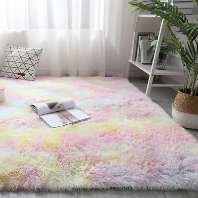 $9.01 • Buy Large Shaggy Area Rugs Fluffy Tie-Dye Soft Floor Carpet Rug Bedroom Living Room