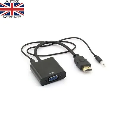 £4.49 • Buy HDMI To VGA AUDIO Adapter Cable Converter For PC Laptop Monitor TV HD 1080p