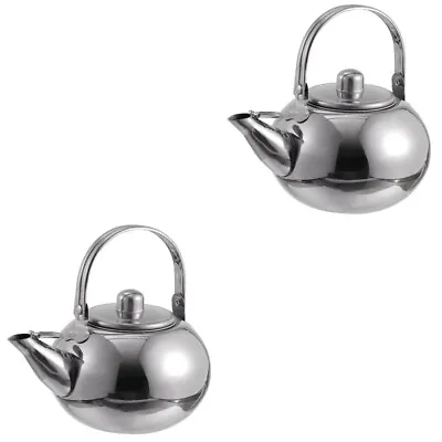  2 Pc Vintage Teapot Stove Top Kettle Small Stainless Steel Gas • £19.19