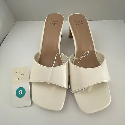 $22 • Buy A New Day Women's Open Toe Pumps - White Beige - Size 8 Heel Shoes