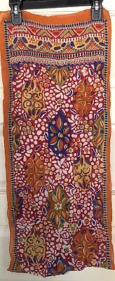 MISSONI Italy Orange Multicolor Veiled Floral Print Rectangle Scarf 58 X13  VGC • $65