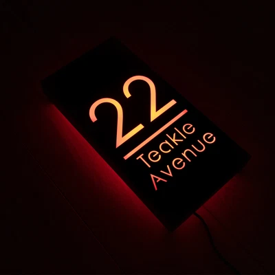 £175 • Buy LED House Number Sign Illuminated Floating Address Plaque