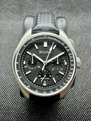 Bulova 96B251 Lunar Pilot High Frequency Quartz Chronograph Black Watch 45mm • $250