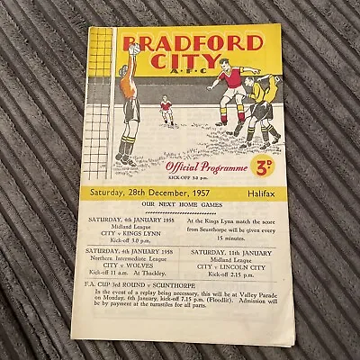 1957 Bradford City V Halifax Town Division 3 North Football League Programme • £4