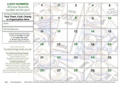 Lucky Numbers Fundraising Cards 25 Pack A5 Charity Scratch Raffle Ticket Draw • £8.12