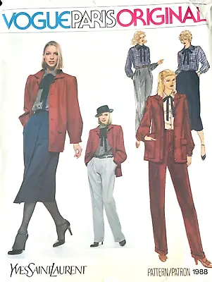 Rare Vogue Pattern 1988 Yves Saint Laurent Sz 8 70s Career Separates Paris Vtg • $56.17