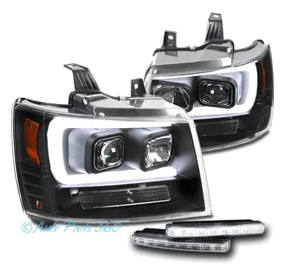 Fits 07-14 Suburban Tahoe Avalanche LED Black Projector Headlights W/DRL Signal • $259.95