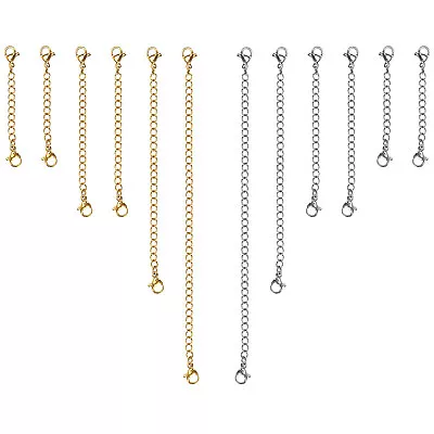 12Pcs Silver & Gold Stainless Jewelry Steel Necklace Bracelet Extender Chain Set • $9.98