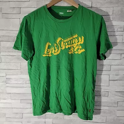 Mens LEVIS T Shirt Green Small Cotton Jersey Round Neck Graphic Print  • £13.30