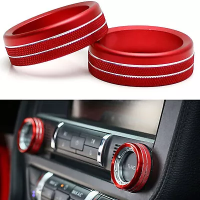 Red Stereo Audio Vol Control Switch Knob Ring Covers For 15-up Ford Mustang New • $8.69