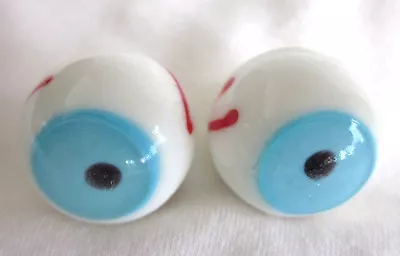 (2) EYEBALL Marbles Eyes (blue Or Brown) Handmade Art Glass Ball 7/8  SHOOTER • $9.95